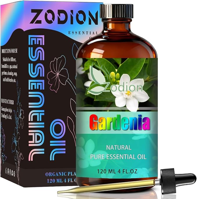 Gardenia Essential Oil - Gardenia Fragrance Oil for Diffuser, Massage, Humidifier, DIY Candle, Soap Making, Home, Bath, Yoga - 4 fl oz (120ml) - ZODION Essential Oils