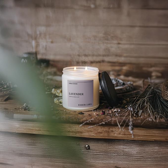 Hidden Label Lavender Soy Candle, 12oz 2-Wick, 70H Sleep & Calm | Non-Toxic Natural Wax, Paraben & Phthalate-Free, Clean Burn | Elegant Decor & Gift-Ready | Restful Nights & Relaxation