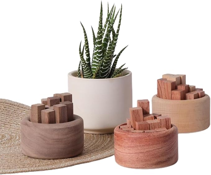 Passive Diffuser,3 Set of Wood Diffuser for Essential Oils,Car Fragrant Small Aromatherapy Diffuser Woodpile Shaped for Home Office Decoration,Black Walnut,Beech, Pear Wood