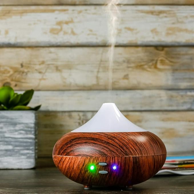 OVENTE Essential Oil Aromatherapy Diffuser 3.38 Oz with Cool Air Humidifier & LED Lights, Ultrasonic Humidifier Tech with Auto Power Off and Low Noise Quiet for Home Office Bedroom, White DF4695DW