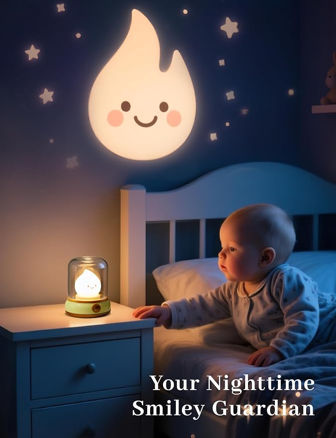 WANIDEA Chibi Flame Lamp, Sleep White Noise Machine Night Light,Waterproof Shower Lamp5 White Noise with 4 Level Volume Adjustment, Rechargeable Lamp,Decor,Gift for Girls