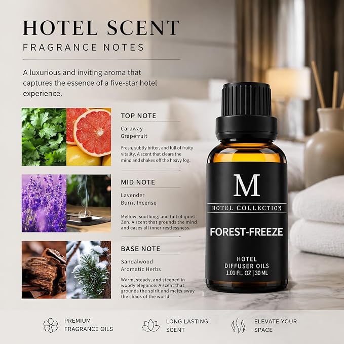 Hotel Collection Diffuser Oil-Forest-Freeze,Luxury Essential Oils for Diffuser Refill & Machines,Bolder Aroma, Longer Lasting 30ML