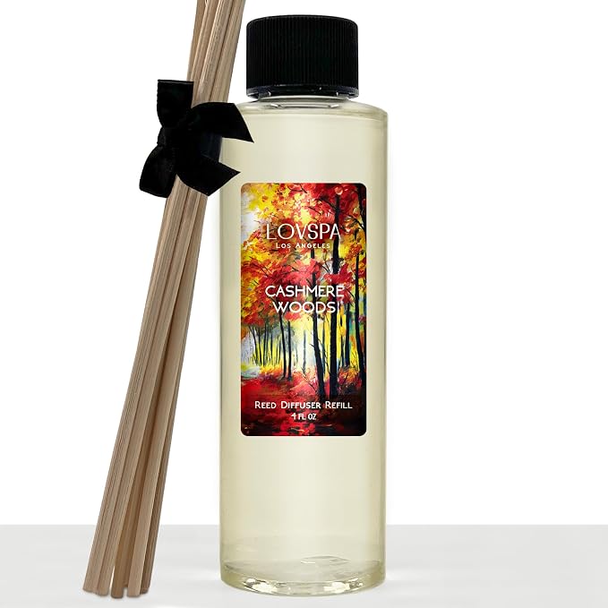 Cashmere Woods Diffuser Oil - Fall Essential Oils for Diffuser Refill & Air Freshener Room Spray - Long-Lasting & Natural Home Fragrance, Scented Oil for Diffusers, USA Made, 4oz