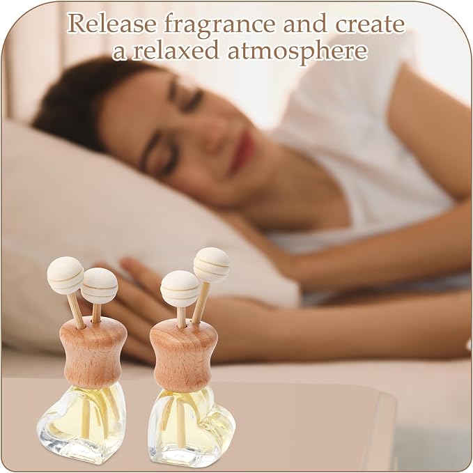 Zubebe 30 Pack Car Air Freshener Diffuser with Vent Clip Empty Car Diffuser Bottles for Essential Oil Perfume Glass Bottle with Wooden Caps Stick(Heart)