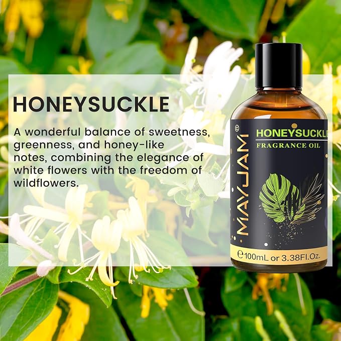MAYJAM 100ML/3.38FL.OZ Honeysuckle Fragrance Oils with Glass Dropper, Essential Oils for Diffusers for Home, Long Lasting Scented Oils for Diffusers Soap Candle Making