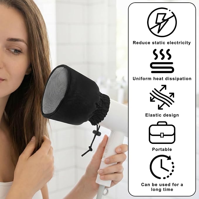 Hair Dryer Diffuser, Travel Hair Diffuser Diffusers Attachment Universal Diffusers for Hairs Dryer For Various Hairs Dryers Nozzles, Easy-Use&Strorage, Travel-Friendly (Black&Silver)