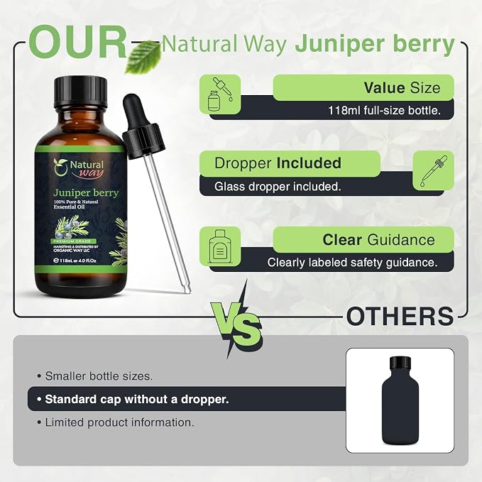 Juniper Berry Essential Oil | Pure Aromatherapy Oil for Diffusers, Hair Growth, Skin, Scalp Care, Massage | Refreshing Hair Oil for Women & Men | Natural Essential Oil for Diffuser