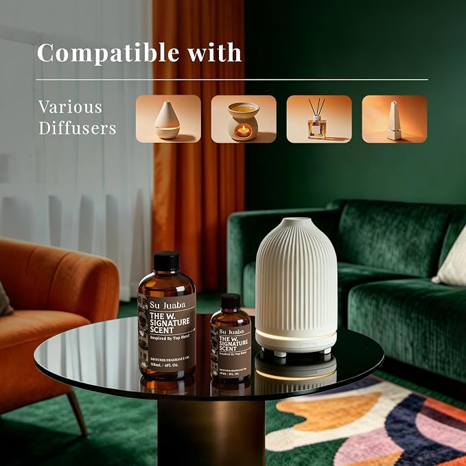 SU JUABA Hotel Diffuser Oil - Inspired by W Hotels - Neroli Guaiac Wood Leather Fragrance Oil for Aromatherapy Diffuser & DIY, Luxury Lifestyle for Home & Car, 4Fl Oz