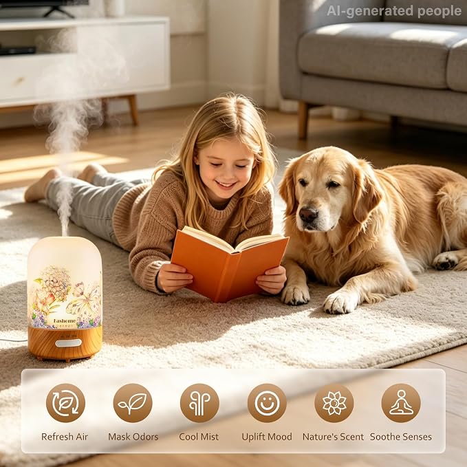 Essential Oil Diffuser for Home, Ultrasonic Cool Mist Air Aromatherapy Humidifier, Mini Scent Air Machine Portable Aroma Diffuser with Changing Lights & Auto Shut-Off for Home Bedroom Office Yoga