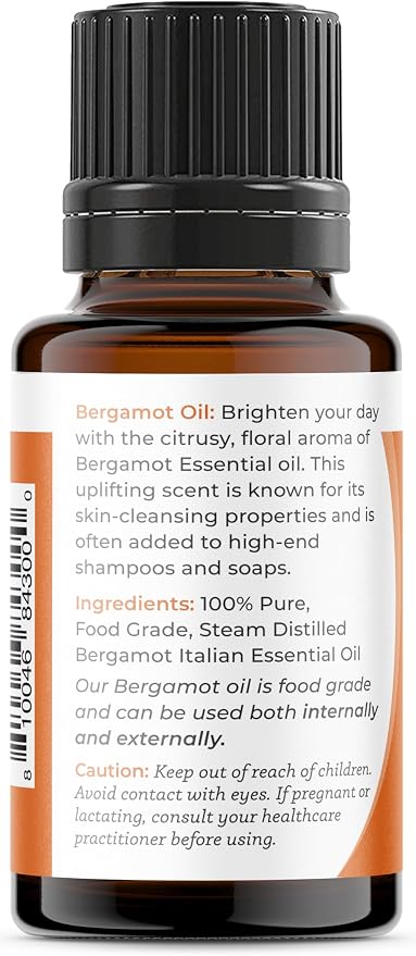 Viva Doria Bergamot Essential Oil, 100% Pure, Natural, Italian Bergamot Essential Oil, Undiluted, for Aromatherapy | Food Grade, 15 mL (0.5 Fluid Ounce)
