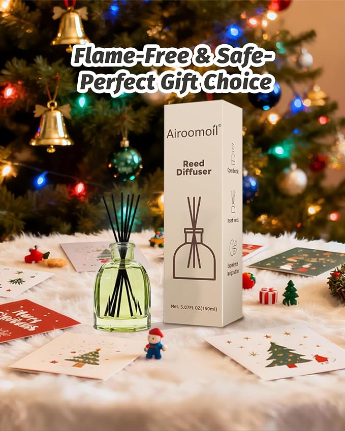 Reed Diffuser Set Eucalyptus & Lavender – 5 fl oz with 6 Reed Sticks, Long-Lasting Home Fragrance for Bathroom, Bedroom, Office, Yoga & Meditation – Flameless & Plug-Free, Ideal Gift