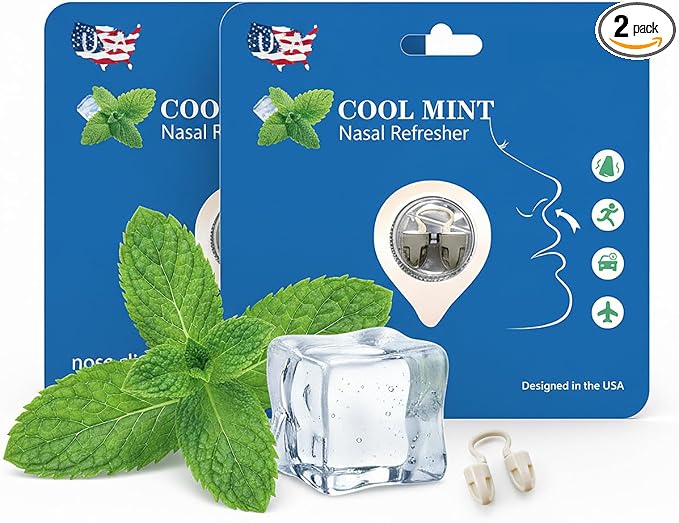 Peppermint Aromatherapy Nose Clip, Soft Wearable Fragrance Accessory, Hands-Free Clip-On Scent Product for Driving, Work and Study, Discreet Personal Aroma(2pack)