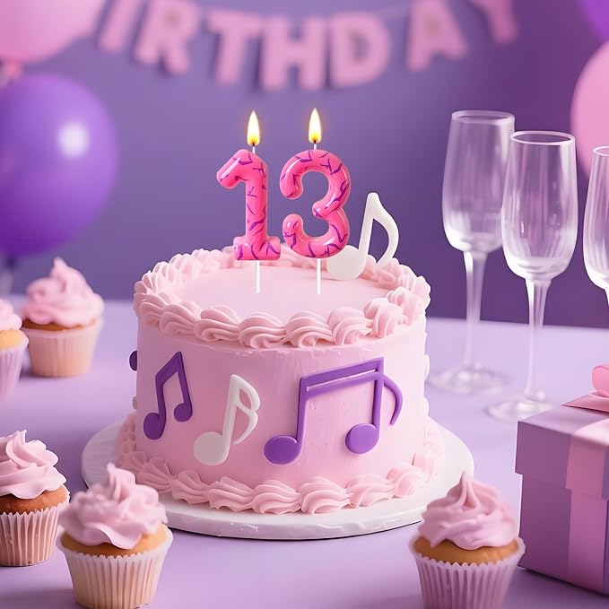 Number 3 Birthday Candle for Cake – Pink Gradient Number Candle with Mystic Rune Pattern, Decorative Cake Topper for Anniversary & Celebration