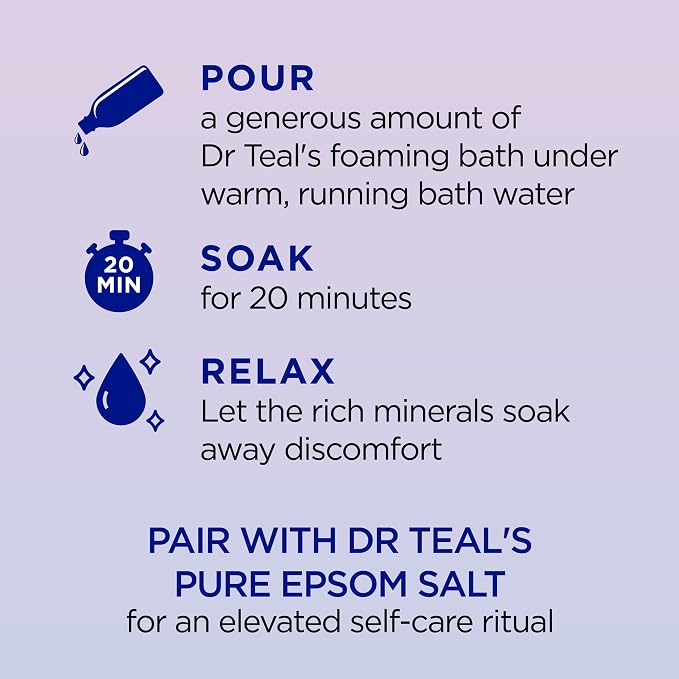 Dr Teal's Foaming Bath with Pure Epsom Salt, Sleep Blend with Melatonin, Lavender & Chamomile Essential Oils, 62.5 fl oz