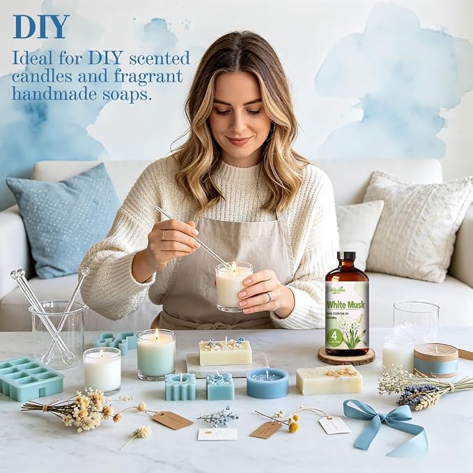 Fidelissima Natural Essential Oil Set,5 Scents Gift Kit –Cedarwood,Cinnamon,White Musk,Cherry Blossomm,Cedarwood,Fragrance Oil for Diffuser,Candle Soap Making,Personal Care with Glass Dropper