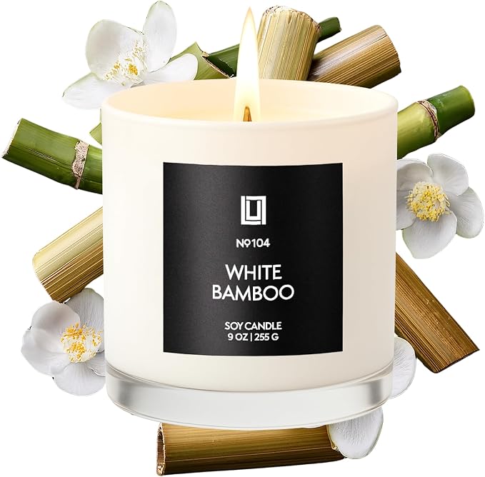Lulu Candles | White Bamboo | Luxury Scented Soy Jar Candle | Hand Poured in The USA | Highly Scented Long Lasting (9 Oz.)