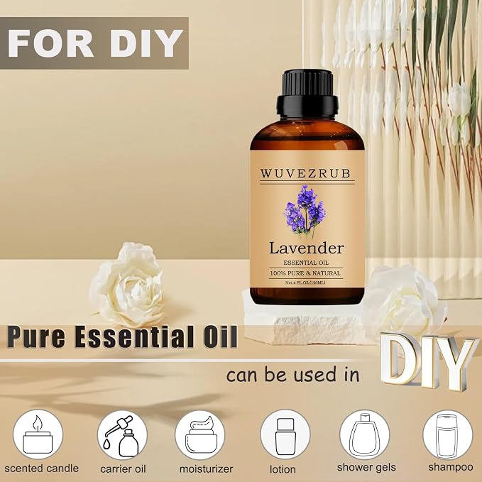 Lavender Essential Oils, 120ML Pure and Natural Essential Oil for Aromatherapy Diffuser - Lavender /4 Fl Oz