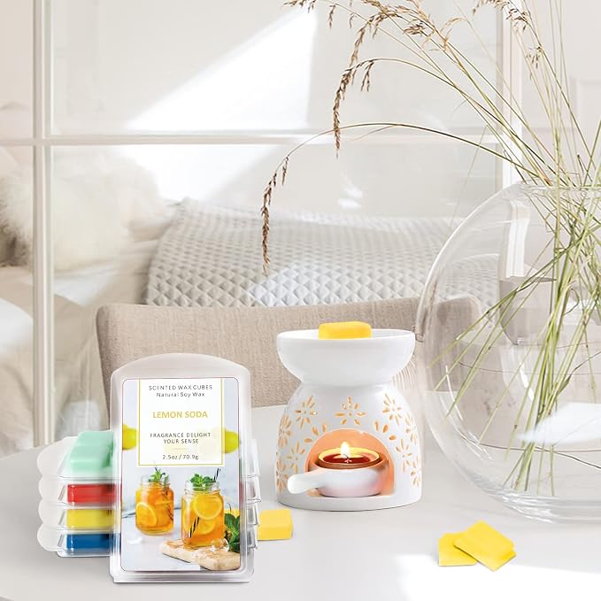 SCENTORINI Summer Soy Wax Melts 8 Pack for Wax Warmer, Scented Wax Cubes for Candle Warmers, Vanilla Ice Cream, Lemon Soda, Marshmallow, Passion Fruit, Long Lasting Home Fragrance