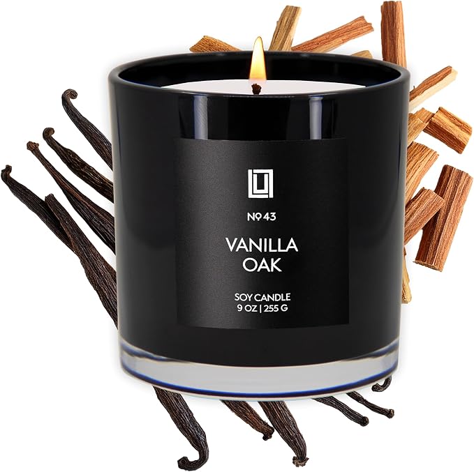 Lulu Candles | Vanilla Oak | Luxury Scented Soy Jar Candle | Hand Poured in The USA | Highly Scented & Long Lasting- 9 Oz.