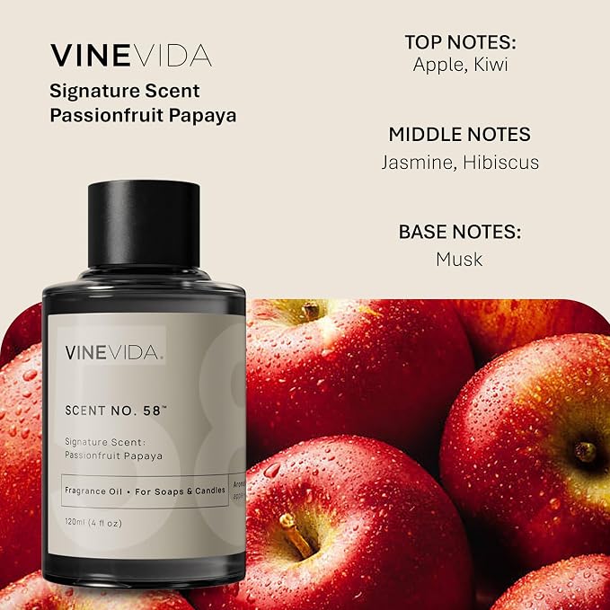 VINEVIDA [4oz] Passionfruit Papaya Fragrance Oil for Candle Making - Scents for Soap Making - Natural Candle Oil Made in USA