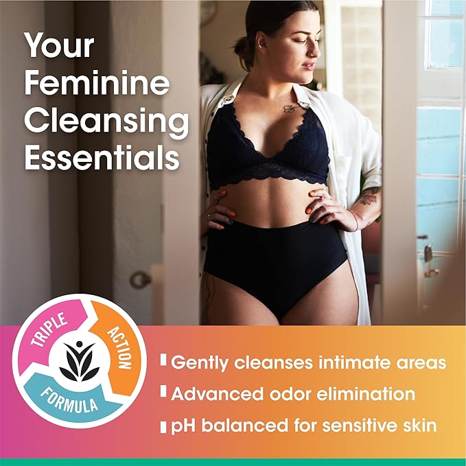 vH essentials Daily Feminine Wash - 10 Fl Oz - Odor Eliminating Vaginal Wash with Tea Tree Oil,Prebiotics and Cranberry,gentle cleanser + pH balancing,(Pack of 2)