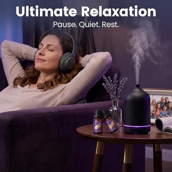 Essential Oils for Diffuser for Home, Sleep Essential Oil Set for Relaxation, Humidifiers, Candle & Soap Making, Relax Diffuser Oils Gift Set for Mom & Dad with Lavender, Sandalwood, Chamomile & More