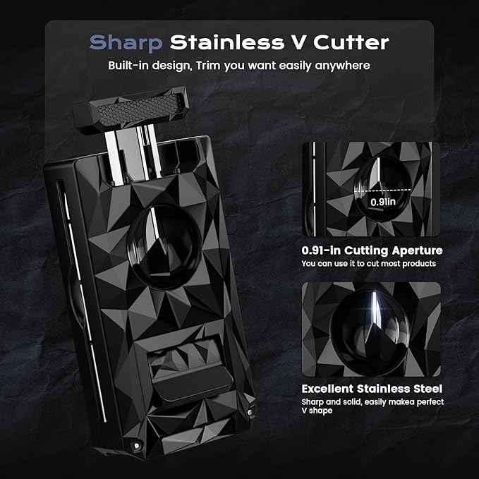 5-in-1 Windproof Lighter with Punch, Draw Enhancer, Holder, Triple Jet Flames and Tool, Butane Torch Lighter, Versatile Accessories for Travel, Candle, Lighter Gifts for Men (Without Butane)