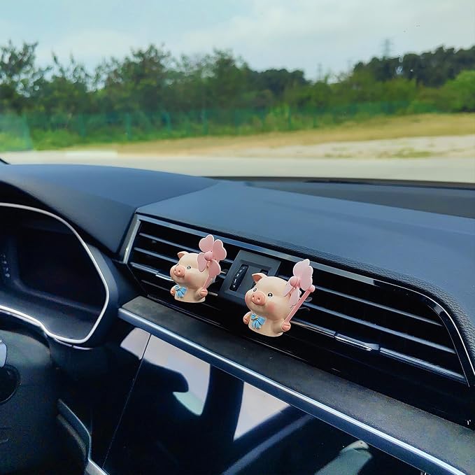 Cute Car Air Freshener Vent Clips, 3D Animal with Mini Fan Diffuser Vent Clip, Air Conditioning Decoration Car Accessories for Women and Men