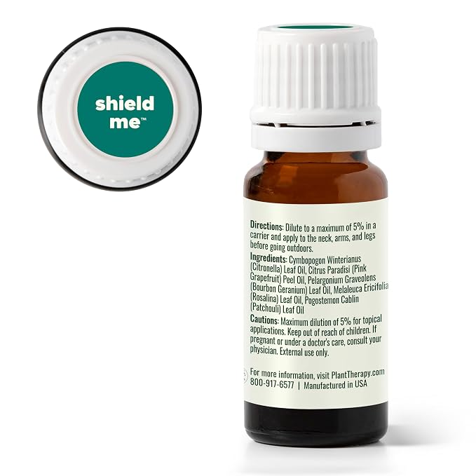 Plant Therapy Kids Shield Me Essential Oil Blend 10 mL (1/3 oz), Made with 100% Pure Essential Oils, Great for Outdoor Annoyances