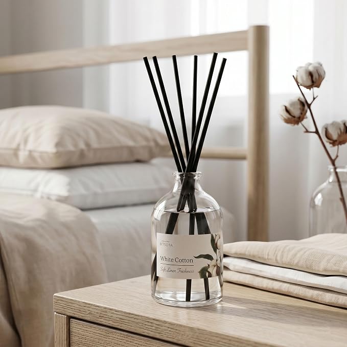 Reed Diffuser Set for Bathroom & Home, Long Lasting Essential Oil Aroma, Glass Bottle Home Fragrance with Sticks, Ideal Gift for Woman