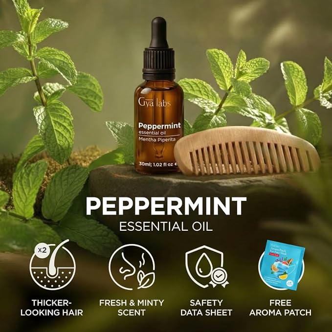 100% Pure Peppermint Essential Oil - 1.02 Fl Oz - Peppermint Oil for Hair, Skin, Diffuser, Aromatherapy & DIY Candle Making Scent
