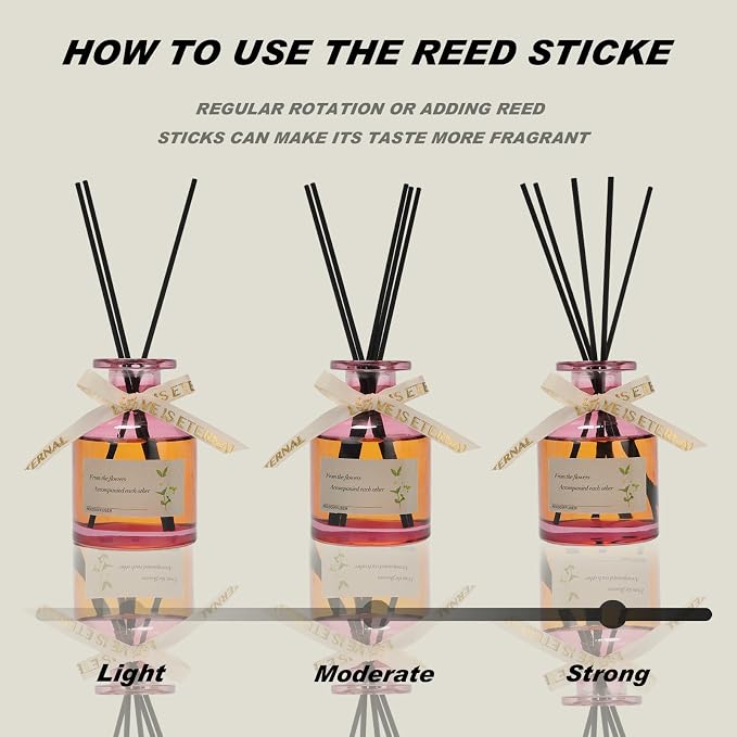 Reed Diffuser, Rose, 4.4 fl oz, Oil-Based Long Lasting Fragrance with Natural Reed Sticks