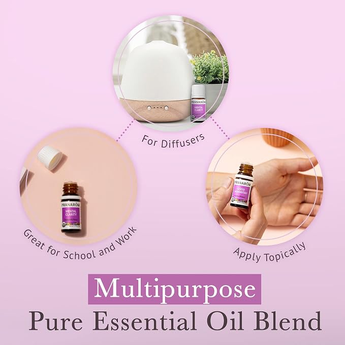 Pranarom - Mental Clarity 15ml Essential Oil Blend - Peppermint, Lemon, Grapefruit, Lavender - 100% Pure, Aromatherapy