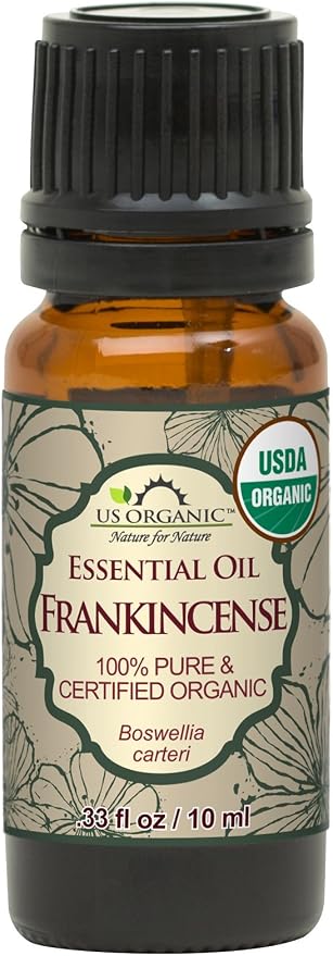 US Organic 100% Pure Frankincense (Boswellia Carteri) Essential Oil - Sourced from The Horn of Africa, USDA Certified Organic, Use Topically or in Diffuser, Perfect for Yoga or Meditation (10 ml)