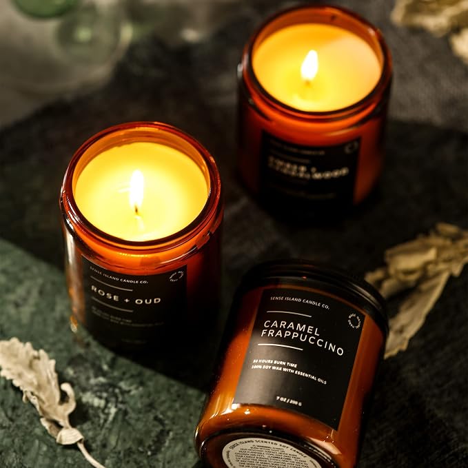 Caramel Coffee Scented Candles for Home Scented | 100% Natural Soy Wax, 50 Hrs Burn Time Highly Scented Soy Candles House Warming Gifts