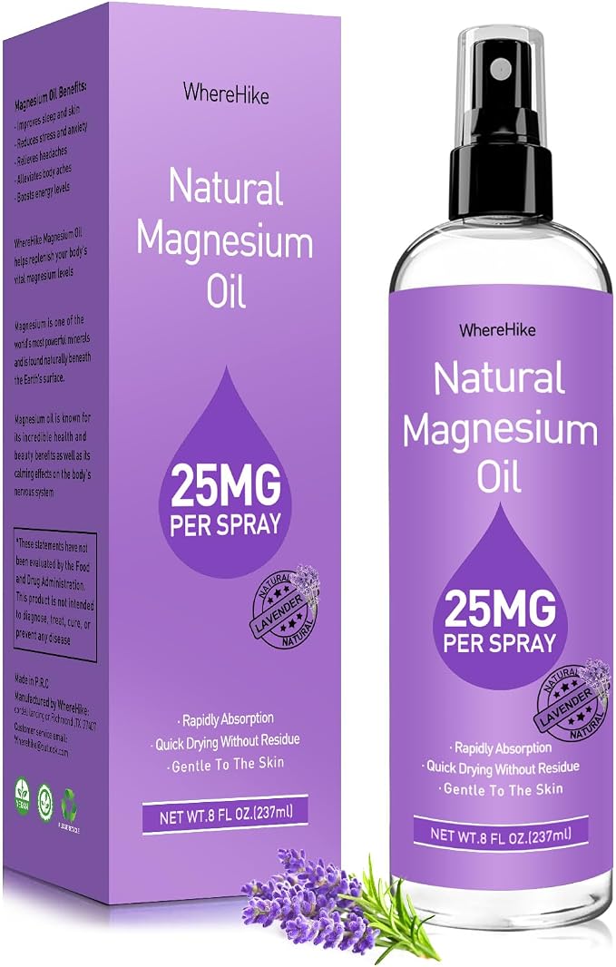 Stilip Magnesium Spray, Pure Magnesium Oil Spray for Feet,Ideal Gift for Muscle Relaxation&Better Sleep,Rapid Absorption,Quick Drying Without Residue-Lavender