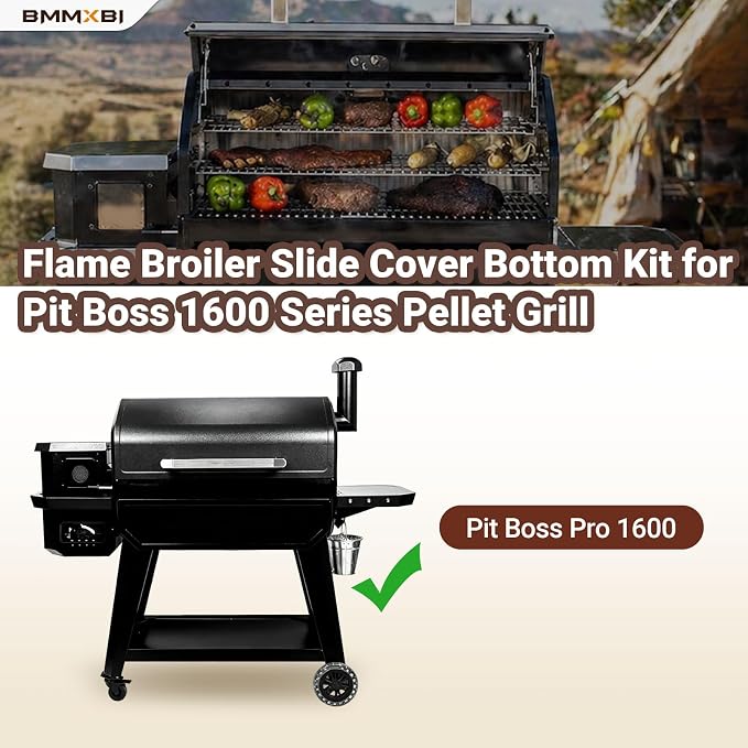 Flame Broiler Slide Cover Bottom Kit Replacement for Pit Boss 1600 Series Pellet Grill Accessories, for Pit Boss Grill PB1600CS, Pro Series 1600 Elite PB1600PS2 Series Grills Parts