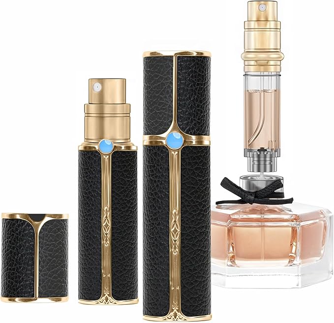 CF00BKG 5ml Leather Perfume Bottle Bottom Refillable Dispenser, Leak-Proof & Portable for Men & Women, Ideal for Travel, Gifting & Daily Use (BKG)