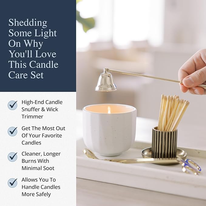 Airy Abode Candle Snuffer and Wick Trimmer Set, Bell Snuffer Gift Box, Stainless Steel Candle Care Accessory for Home Decor, Rose Gold