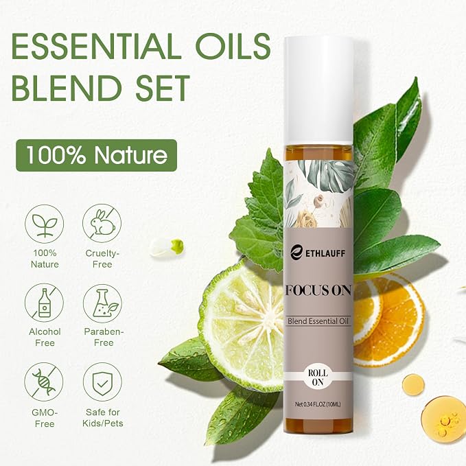 Essential Oils Roll On Set -Aromatherapy Oil with Roller Ball,Essential Oils Blends for Skin - Relaxation Gift for Women and Men