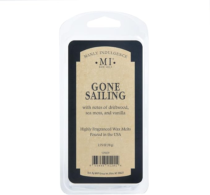 Manly Indulgence Gone Sailing Scented Wax Melts, Wax Melt Warmer Cubes, Long Lasting Scented Wax Warmer Cubes, 4 Pack, 6 Cubes Each - Made in The USA