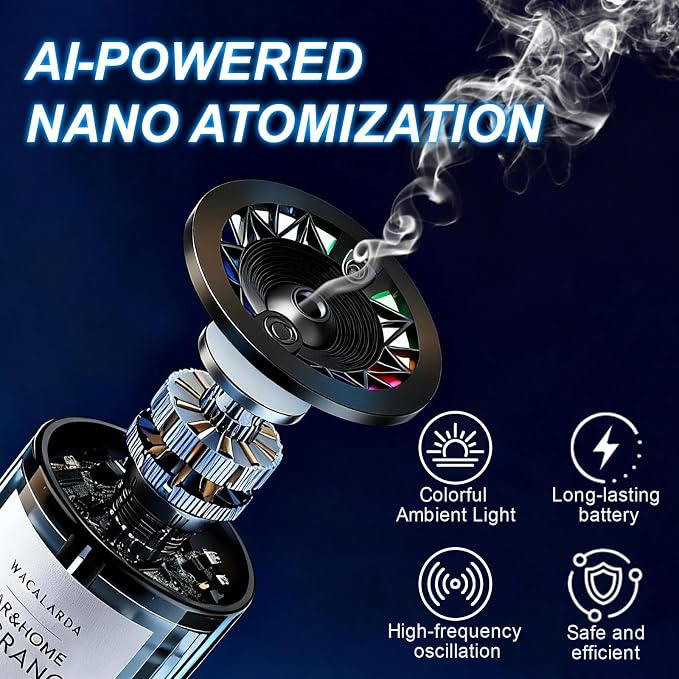 Smart Car Air Freshener Diffuser, Car Scent Diffuser for Essential Oil with 5 Adjustable Modes
