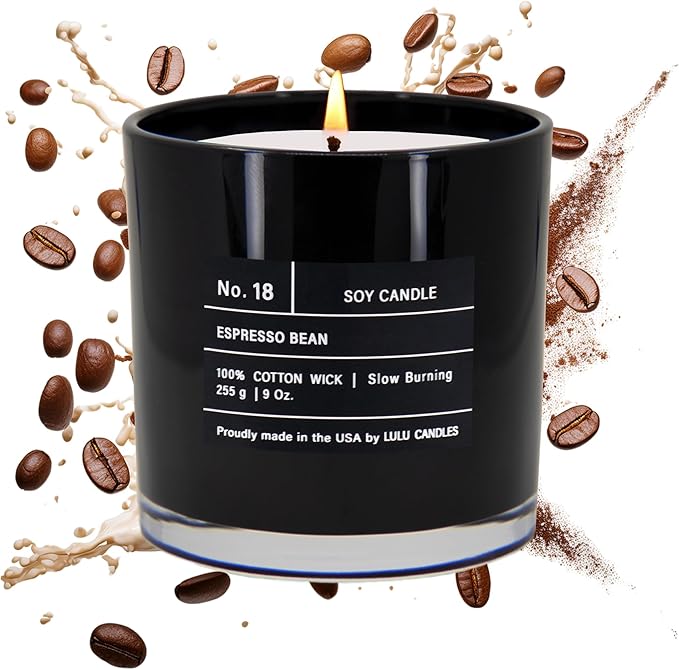 Lulu Candles | Espresso Bean | Luxury Scented Soy Jar Candle | Hand Poured in The USA | Highly Scented & Long Lasting (9 Oz.)