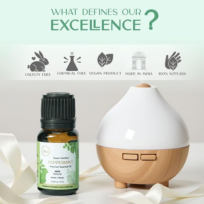 My ACE Peppermint Essential Oil 0.33 Fl Oz - Pure & Natural - Premium Grade for Aromatherapy, Diffuser, Skin, Hair, Massage, Candle & Soap Making, Home - Glass Bottle with Dropper - Long Lasting Scent