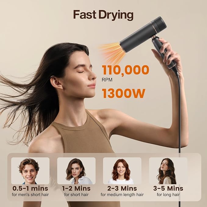 Dual-Voltage Foldable Travel Hair Dryer: Compact High Speed Plasma Diffuser Blow Dryer with Cool Shot - Lightweight/Portable -with Storage Bag & European Adaptor for All Hair Types Gray