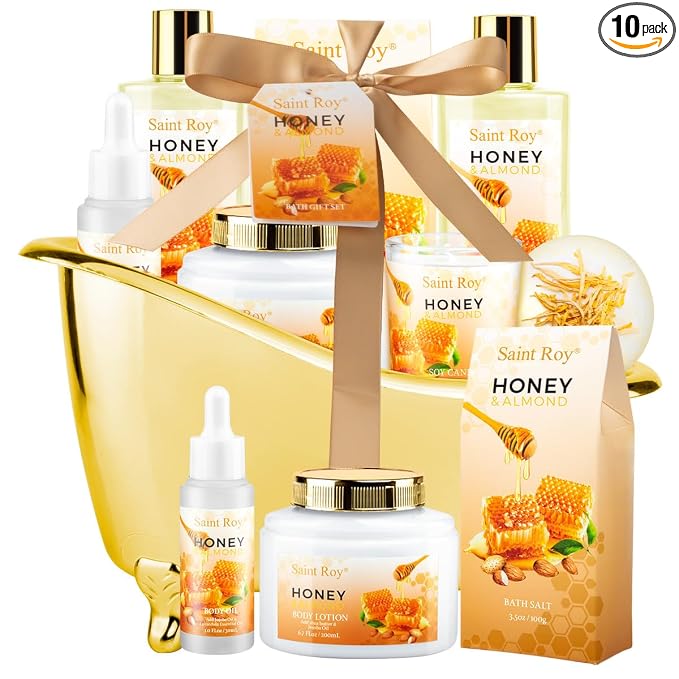 Shower kit gift Birthday Spa Gifts for Women, Honey Almond Bath Gift Set for Women, Spa Gift Basket for Women & Men, Home Spa Gift Set, Self-Care Spa, Bath Gifts Christmas, Mother Day, Anniversary