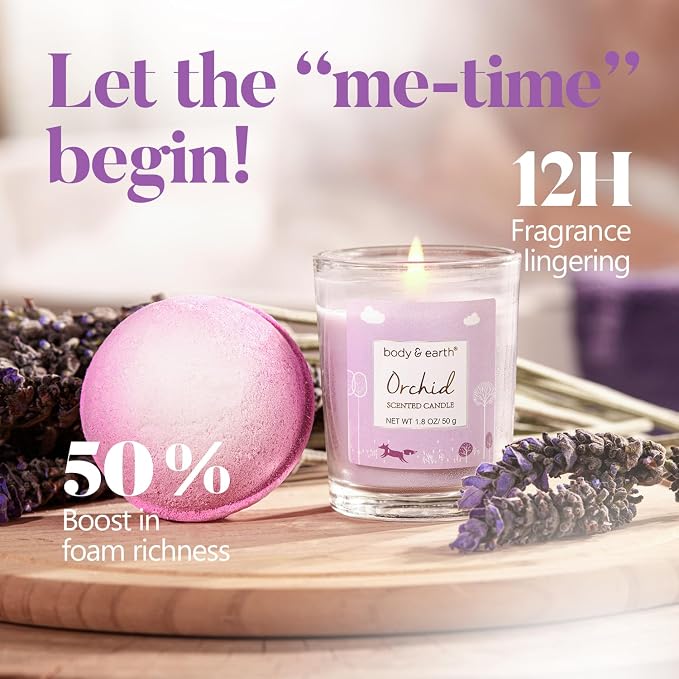 Spa Gifts for Women, Body & Earth 5 Pcs Gifts for Women Orchid Gift Sets, Bath and Body Womens Bath Gifts, Mothers Day Gift