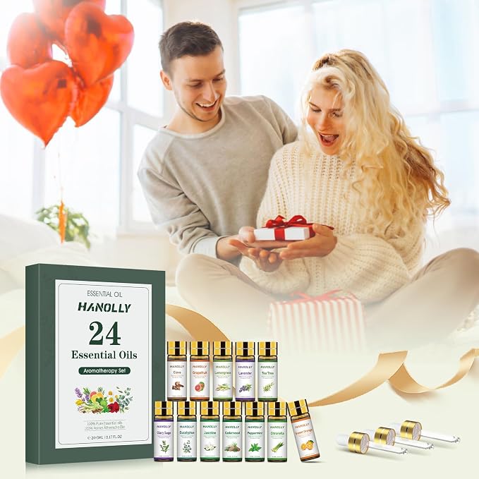 Essential Oils Set - 24 Pcs Essential Oil Kit for Diffuser, Aromatherapy, Massage, Skin Care, Soap & Candle Making - Premium Aromatherapy Diffuser Oils Set