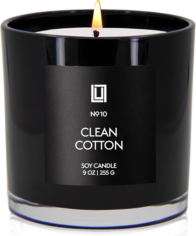 Lulu Candles | Clean Cotton (Linen) Scented Candle | Luxury Scented Soy Jar Candle | Hand Poured in The USA | Highly Scented Long Lasting - 9 Oz.