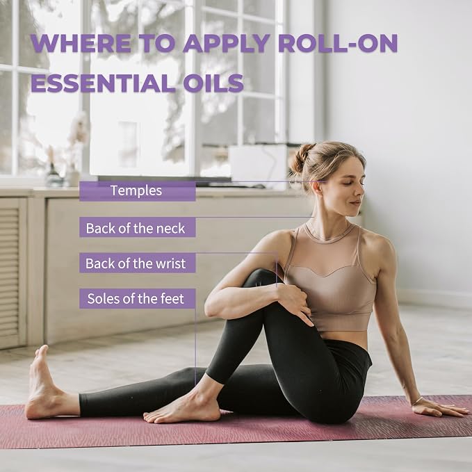 French Lavender Essential Oil Roll On, Pure Lavender Rollerball with Carrier Oils, Aromatherapy Roll On for Daily Relaxation, Easy Apply on Wrists, Temples & Neck, Travel Size 10ml